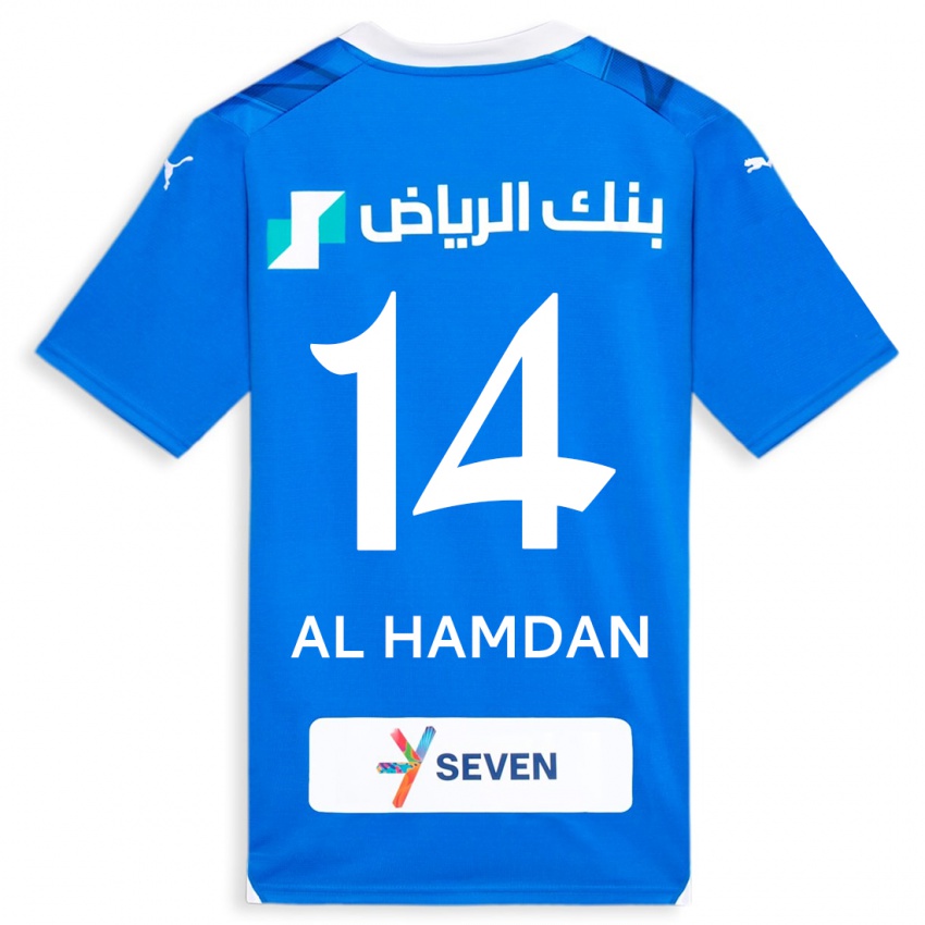 Bambino Maglia Abdullah Al-Hamdan #14 Blu Kit Gara Home 2023/24 Maglietta
