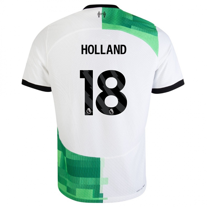 Bambino Maglia Ceri Holland #18 Bianco Verde Kit Gara Away 2023/24 Maglietta