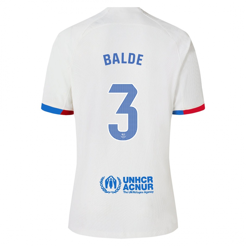 Bambino Maglia Alejandro Balde #3 Bianco Kit Gara Away 2023/24 Maglietta