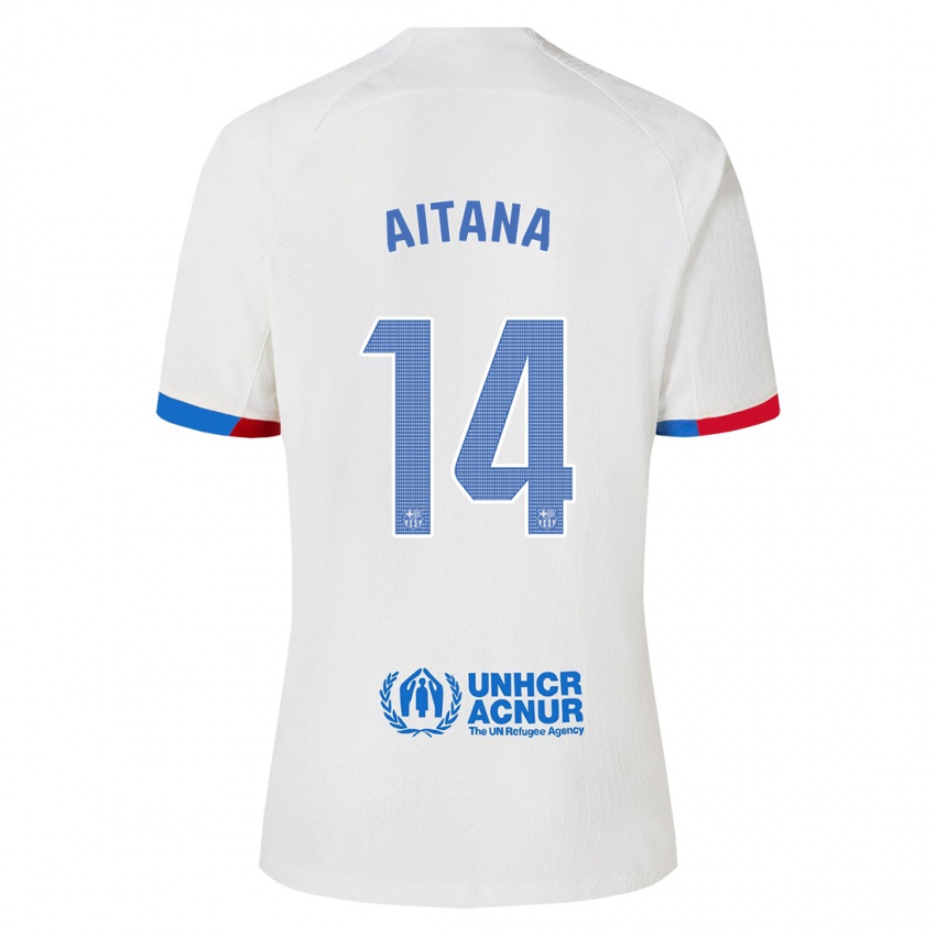 Bambino Maglia Aitana Bonmati #14 Bianco Kit Gara Away 2023/24 Maglietta