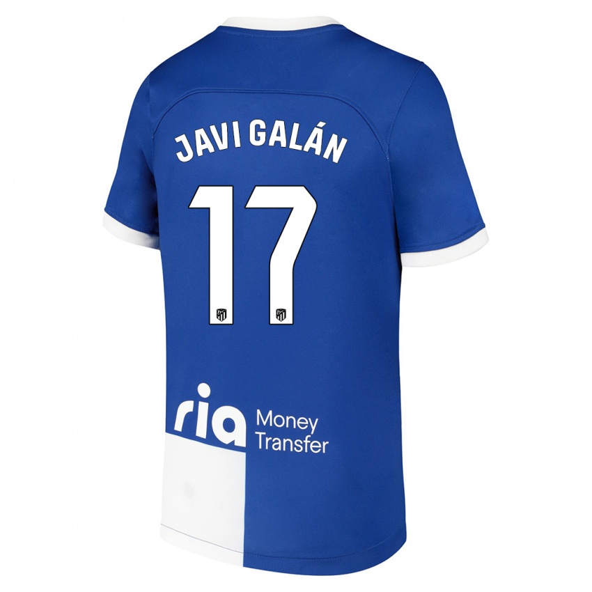 Bambino Maglia Javi Galán #17 Blu Bianco Kit Gara Away 2023/24 Maglietta
