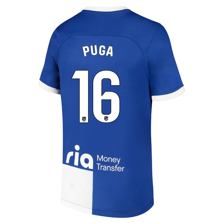 Bambino Maglia Carlos Puga #16 Blu Bianco Kit Gara Away 2023/24 Maglietta