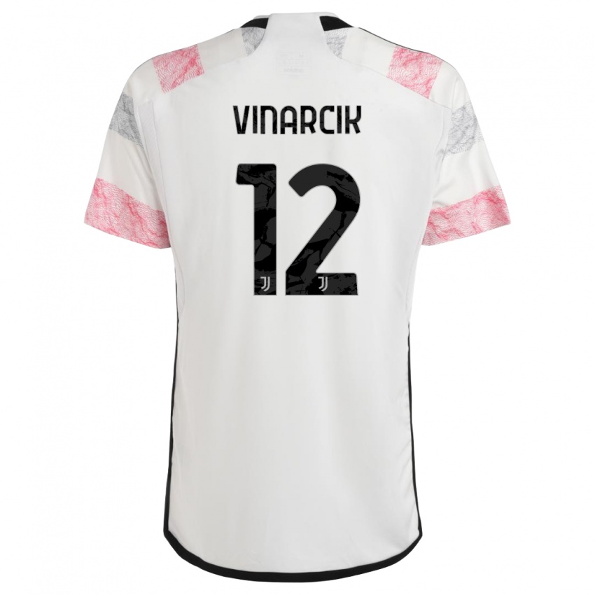 Bambino Maglia Jakub Vinarcik #12 Bianco Rosa Kit Gara Away 2023/24 Maglietta