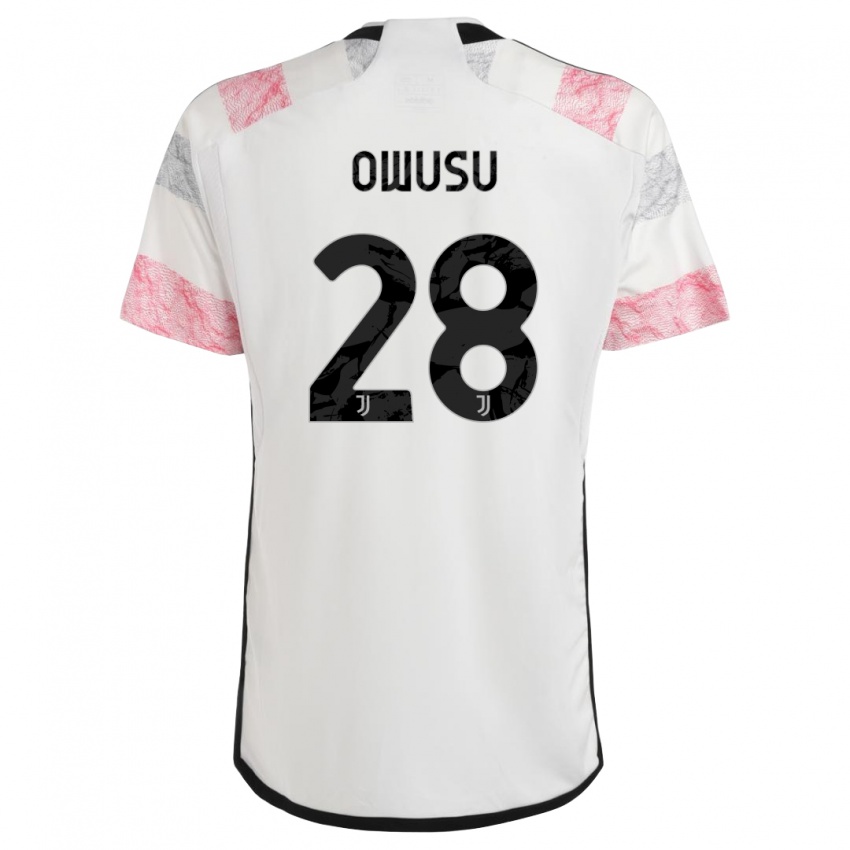 Bambino Maglia Augusto Owusu #28 Bianco Rosa Kit Gara Away 2023/24 Maglietta
