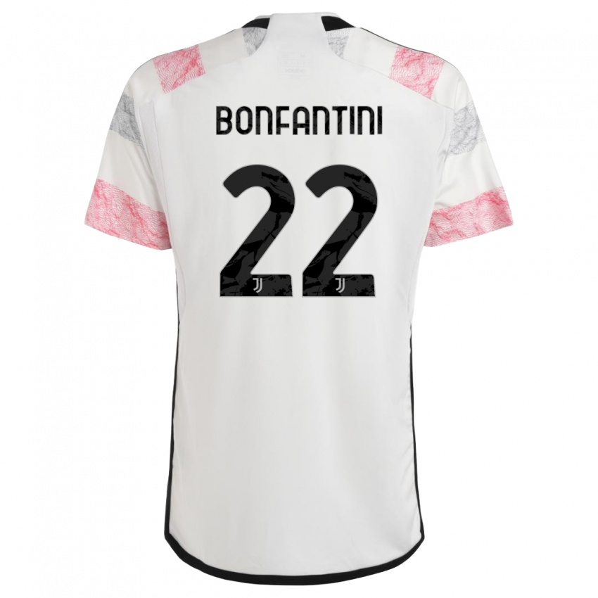 Bambino Maglia Agnese Bonfantini #22 Bianco Rosa Kit Gara Away 2023/24 Maglietta