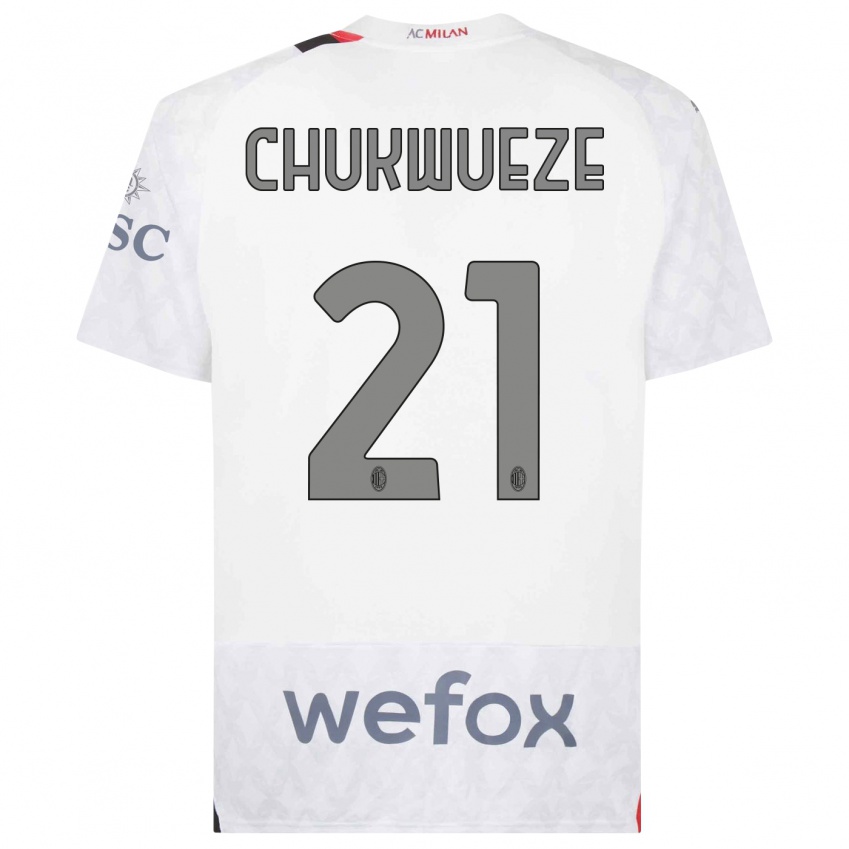 Bambino Maglia Samuel Chukwueze #21 Bianco Kit Gara Away 2023/24 Maglietta