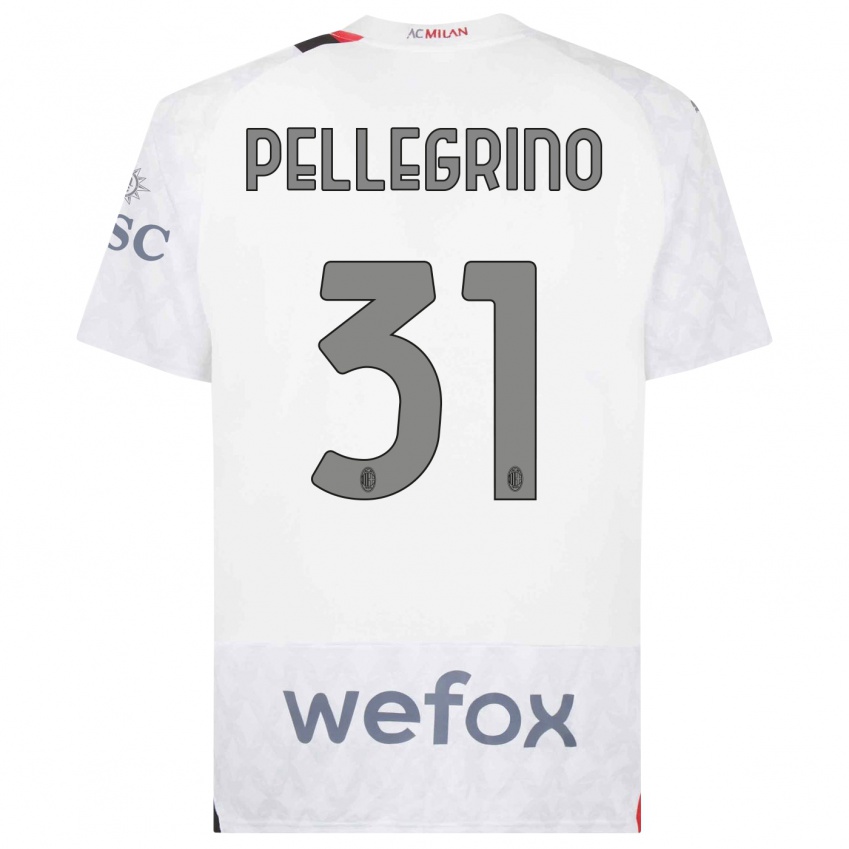 Bambino Maglia Marco Pellegrino #31 Bianco Kit Gara Away 2023/24 Maglietta
