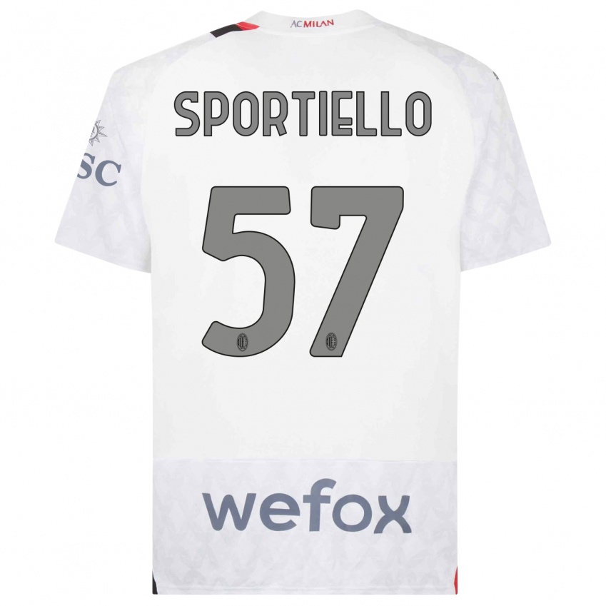 Bambino Maglia Marco Sportiello #57 Bianco Kit Gara Away 2023/24 Maglietta