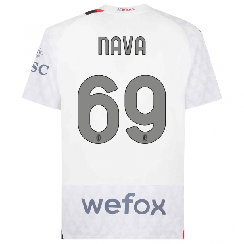 Bambino Maglia Lapo Nava #69 Bianco Kit Gara Away 2023/24 Maglietta