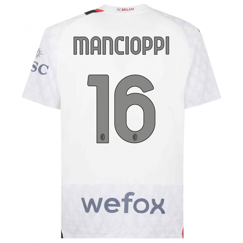 Bambino Maglia Tommaso Mancioppi #16 Bianco Kit Gara Away 2023/24 Maglietta