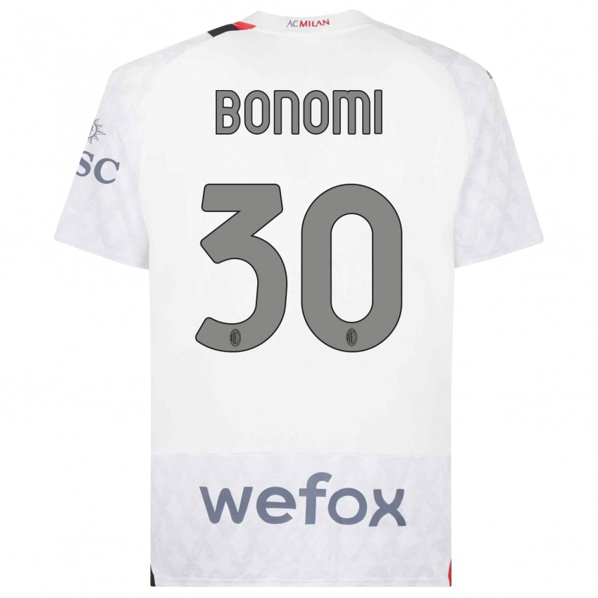 Bambino Maglia Alessandro Bonomi #30 Bianco Kit Gara Away 2023/24 Maglietta