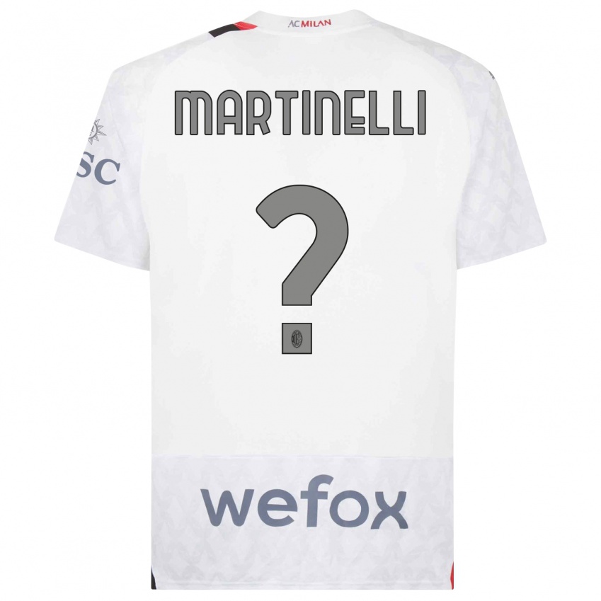 Bambino Maglia Riccardo Martinelli #0 Bianco Kit Gara Away 2023/24 Maglietta
