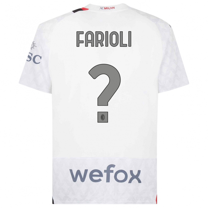 Bambino Maglia Simone Farioli #0 Bianco Kit Gara Away 2023/24 Maglietta
