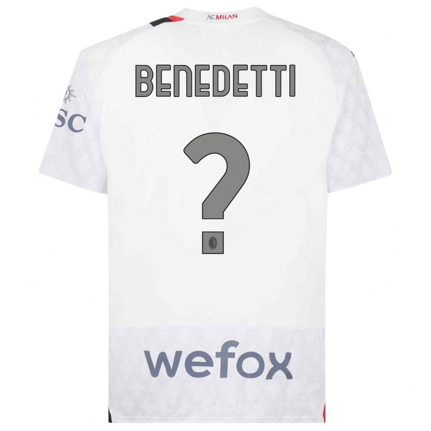 Bambino Maglia Gioele Benedetti #0 Bianco Kit Gara Away 2023/24 Maglietta