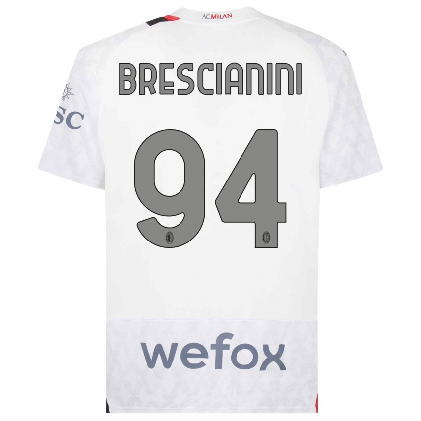 Bambino Maglia Marco Brescianini #94 Bianco Kit Gara Away 2023/24 Maglietta