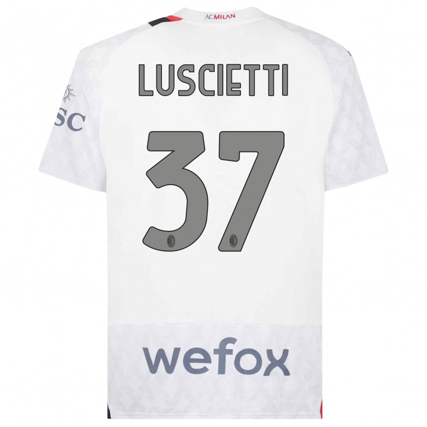 Bambino Maglia Abebe Luscietti #37 Bianco Kit Gara Away 2023/24 Maglietta