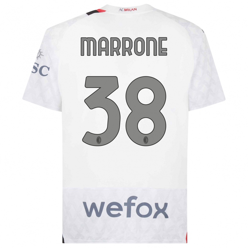 Bambino Maglia Federico Marrone #38 Bianco Kit Gara Away 2023/24 Maglietta