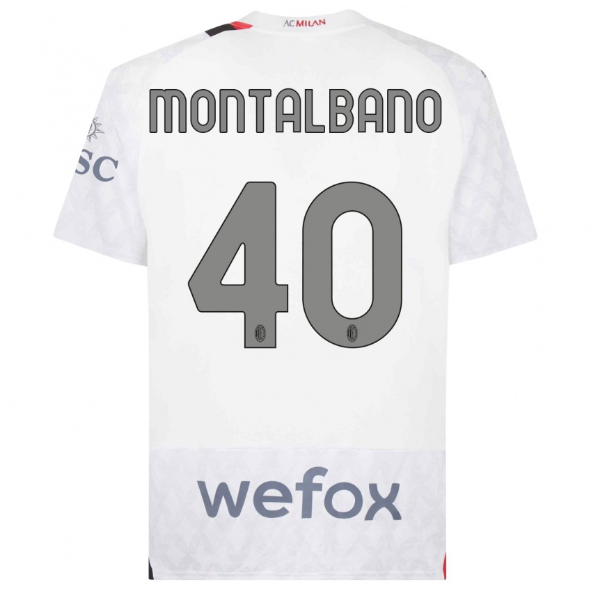Bambino Maglia Nicolo Montalbano #40 Bianco Kit Gara Away 2023/24 Maglietta