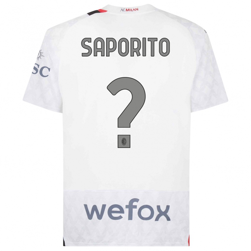 Bambino Maglia Riccardo Saporito #0 Bianco Kit Gara Away 2023/24 Maglietta