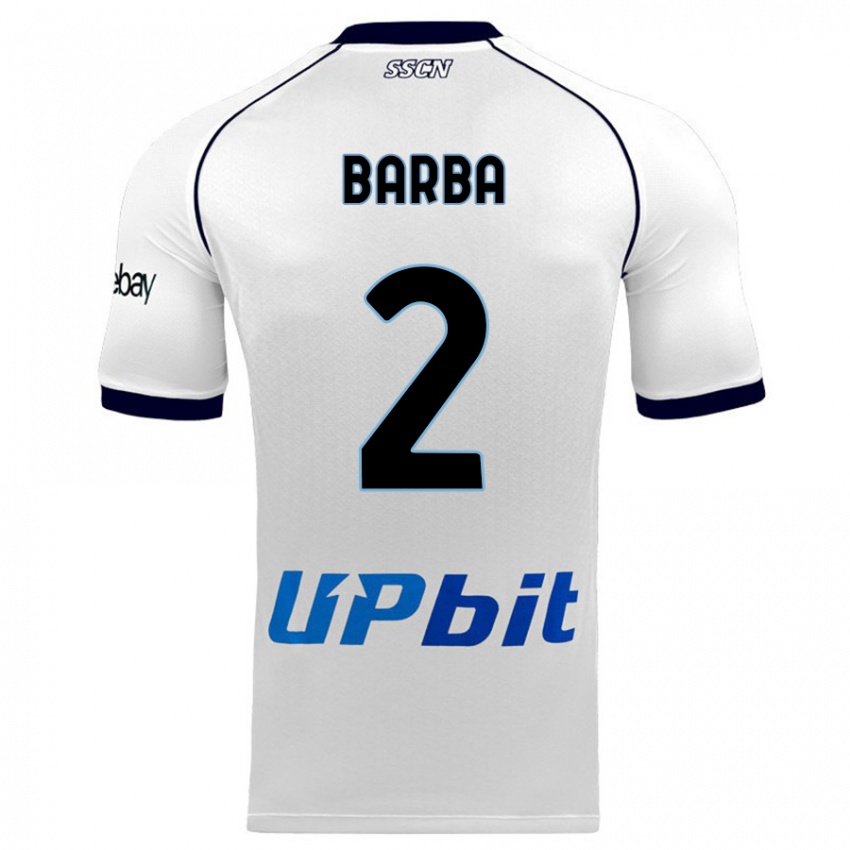 Bambino Maglia Benedetto Barba #2 Bianco Kit Gara Away 2023/24 Maglietta