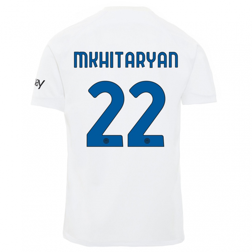 Bambino Maglia Henrikh Mkhitaryan #22 Bianco Kit Gara Away 2023/24 Maglietta