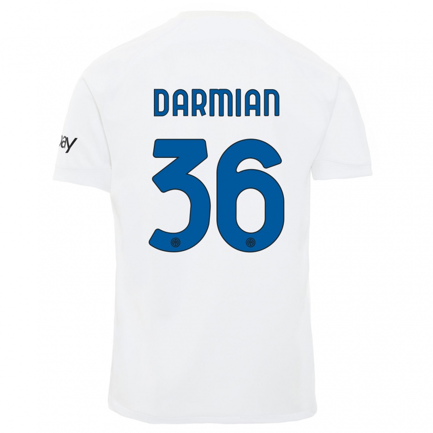 Bambino Maglia Matteo Darmian #36 Bianco Kit Gara Away 2023/24 Maglietta