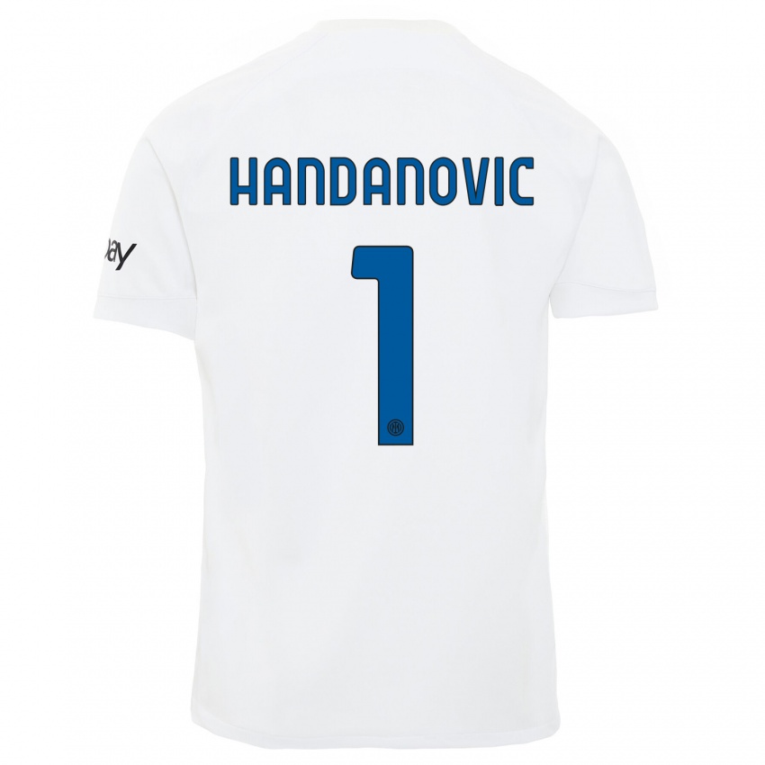 Bambino Maglia Samir Handanovic #1 Bianco Kit Gara Away 2023/24 Maglietta