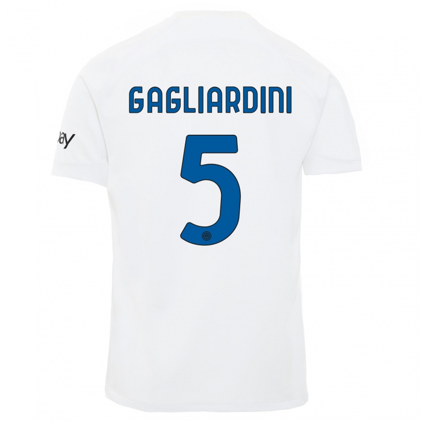 Bambino Maglia Roberto Gagliardini #5 Bianco Kit Gara Away 2023/24 Maglietta
