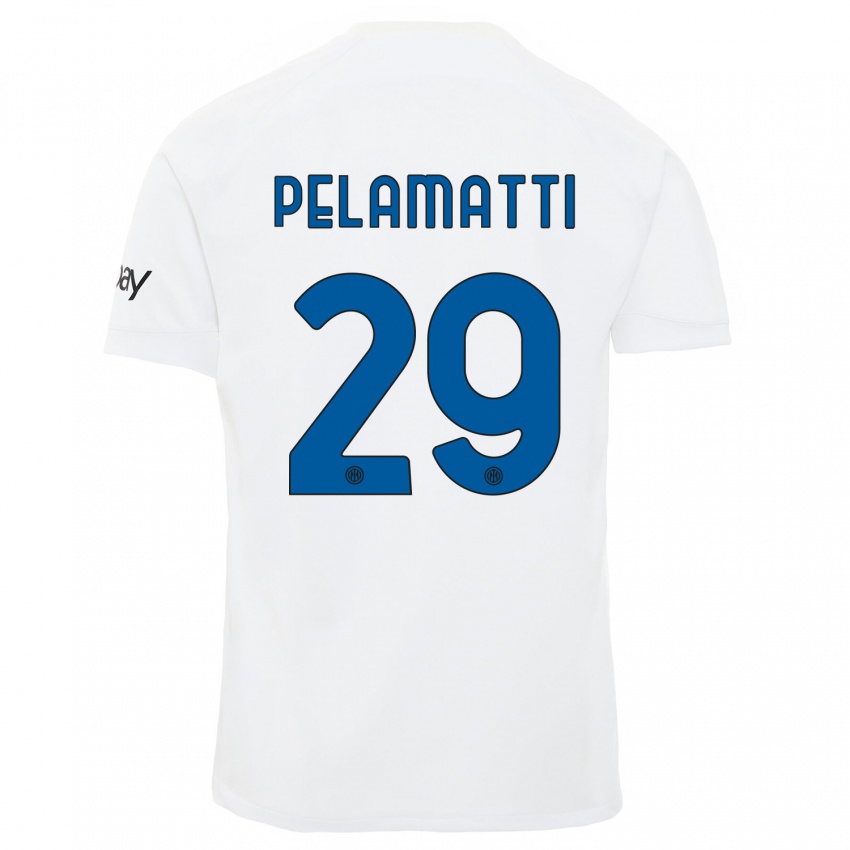 Bambino Maglia Andrea Pelamatti #29 Bianco Kit Gara Away 2023/24 Maglietta