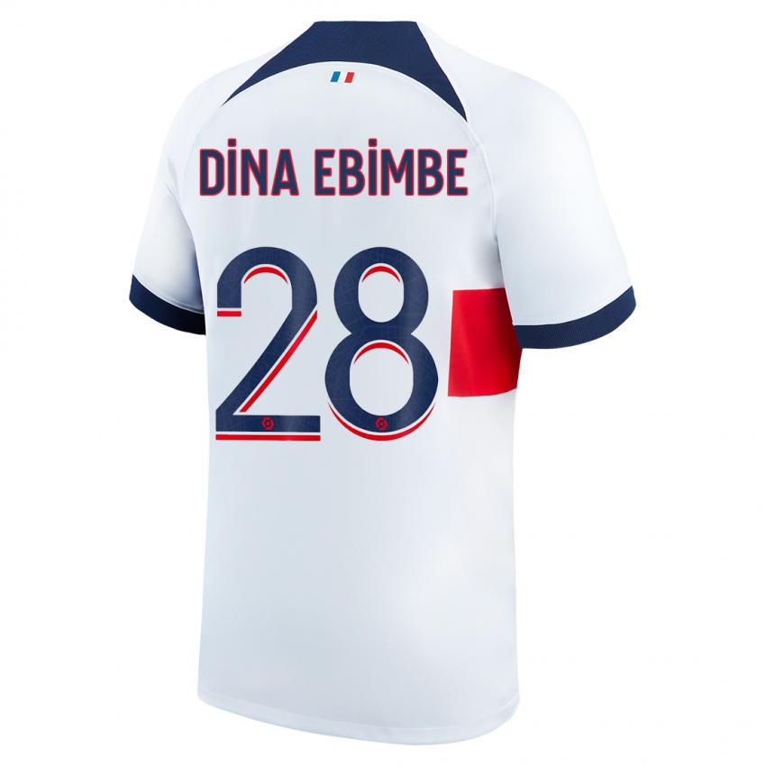 Bambino Maglia Eric Junior Dina Ebimbe #28 Bianco Kit Gara Away 2023/24 Maglietta
