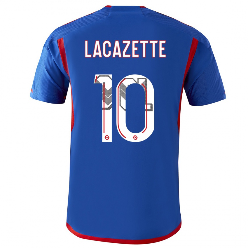 Bambino Maglia Alexandre Lacazette #10 Blu Rosso Kit Gara Away 2023/24 Maglietta