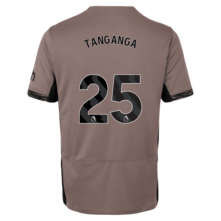 Bambino Maglia Japhet Tanganga #25 Beige Scuro Kit Gara Third 2023/24 Maglietta