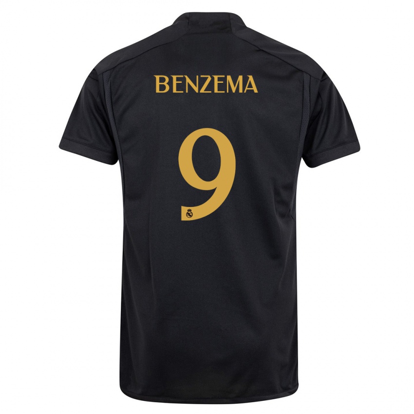 Bambino Maglia Karim Benzema #9 Nero Kit Gara Third 2023/24 Maglietta
