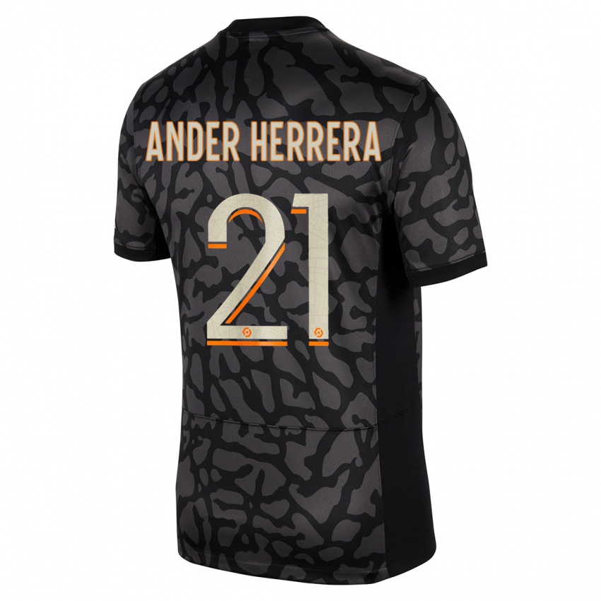 Bambino Maglia Ander Herrera #21 Nero Kit Gara Third 2023/24 Maglietta