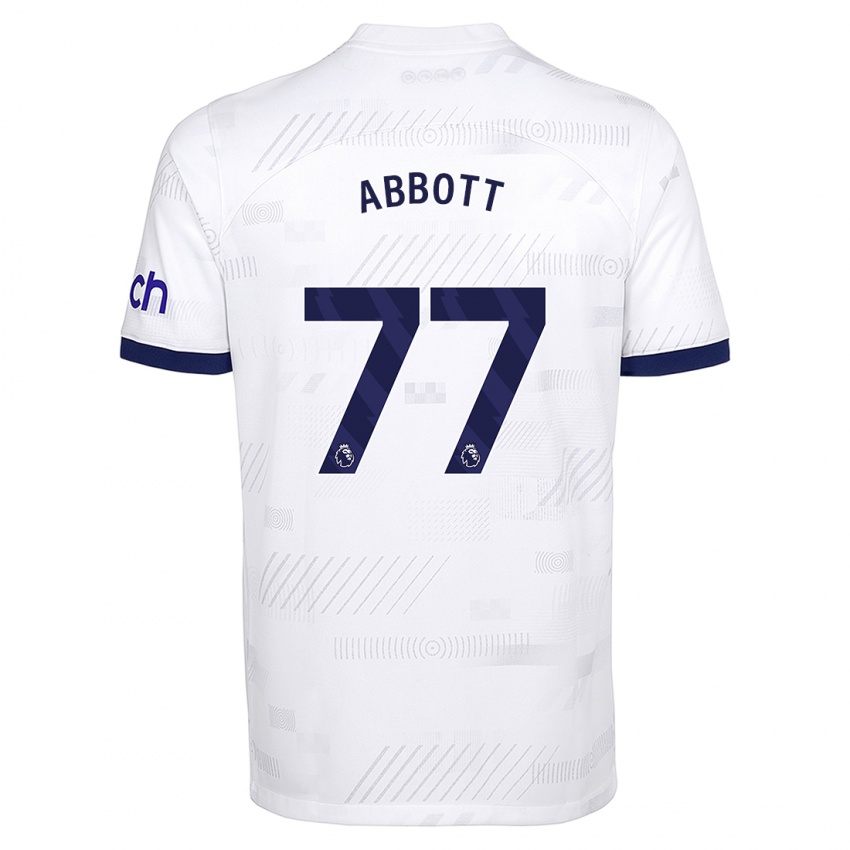 Uomo Maglia George Abbott #77 Bianco Kit Gara Home 2023/24 Maglietta