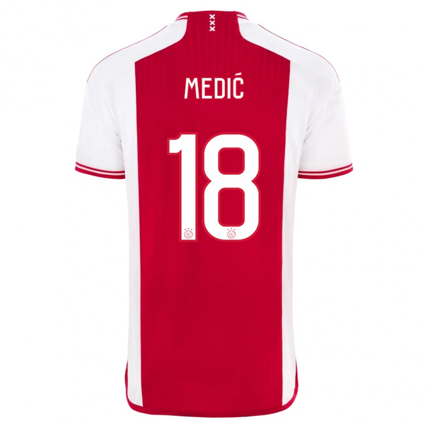 Uomo Maglia Jakov Medic #18 Rosso Bianco Kit Gara Home 2023/24 Maglietta