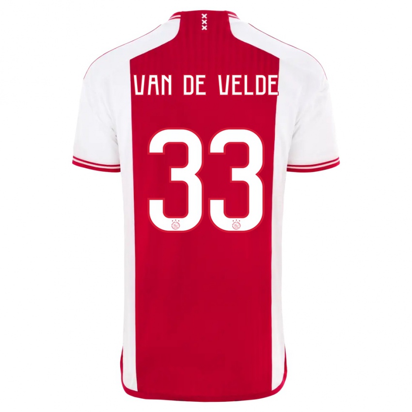 Uomo Maglia Jonna Van De Velde #33 Rosso Bianco Kit Gara Home 2023/24 Maglietta