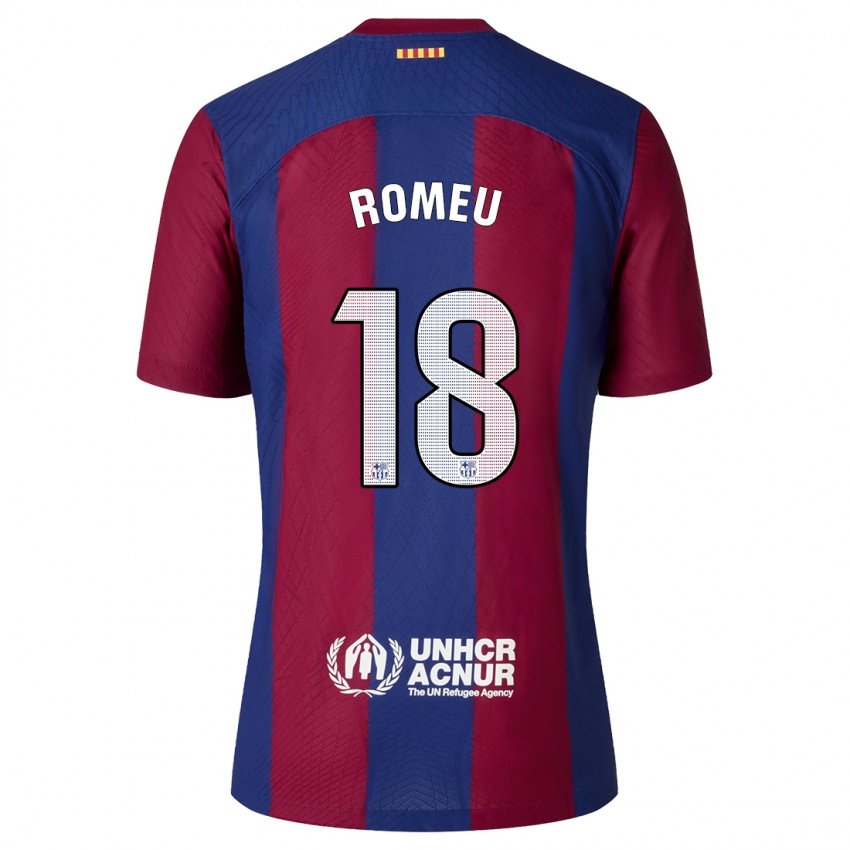 Uomo Maglia Oriol Romeu #18 Rosso Blu Kit Gara Home 2023/24 Maglietta
