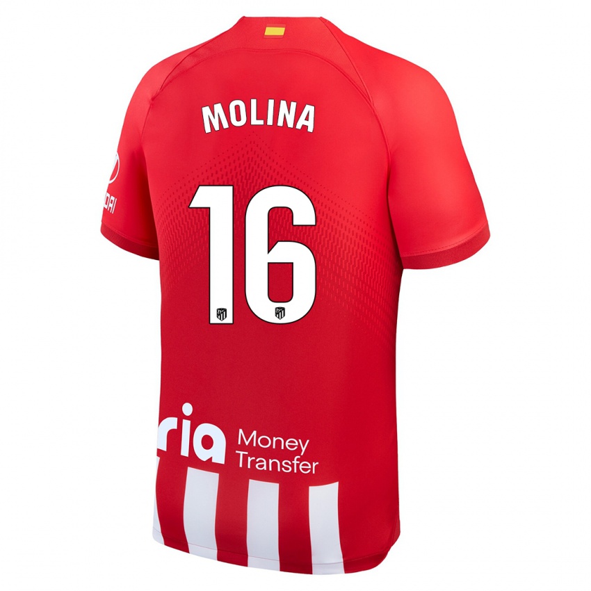 Uomo Maglia Nahuel Molina #16 Rosso Bianco Kit Gara Home 2023/24 Maglietta