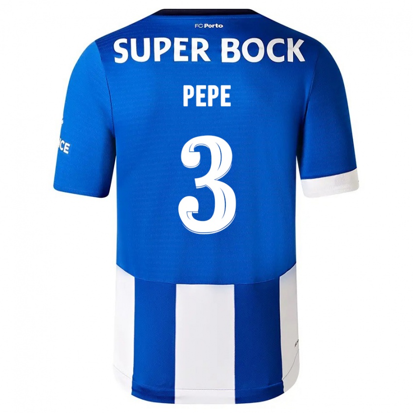 Uomo Maglia Pepe #3 Blu Bianco Kit Gara Home 2023/24 Maglietta