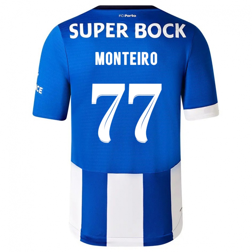 Uomo Maglia Rui Monteiro #77 Blu Bianco Kit Gara Home 2023/24 Maglietta