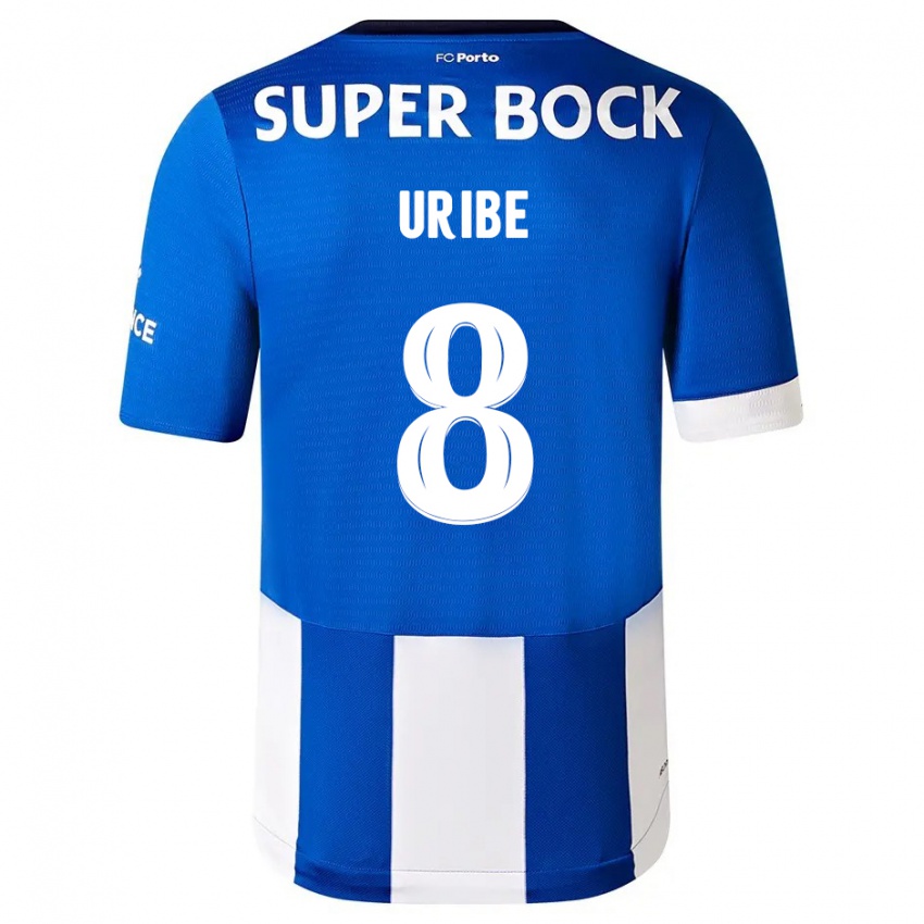 Uomo Maglia Mateus Uribe #8 Blu Bianco Kit Gara Home 2023/24 Maglietta