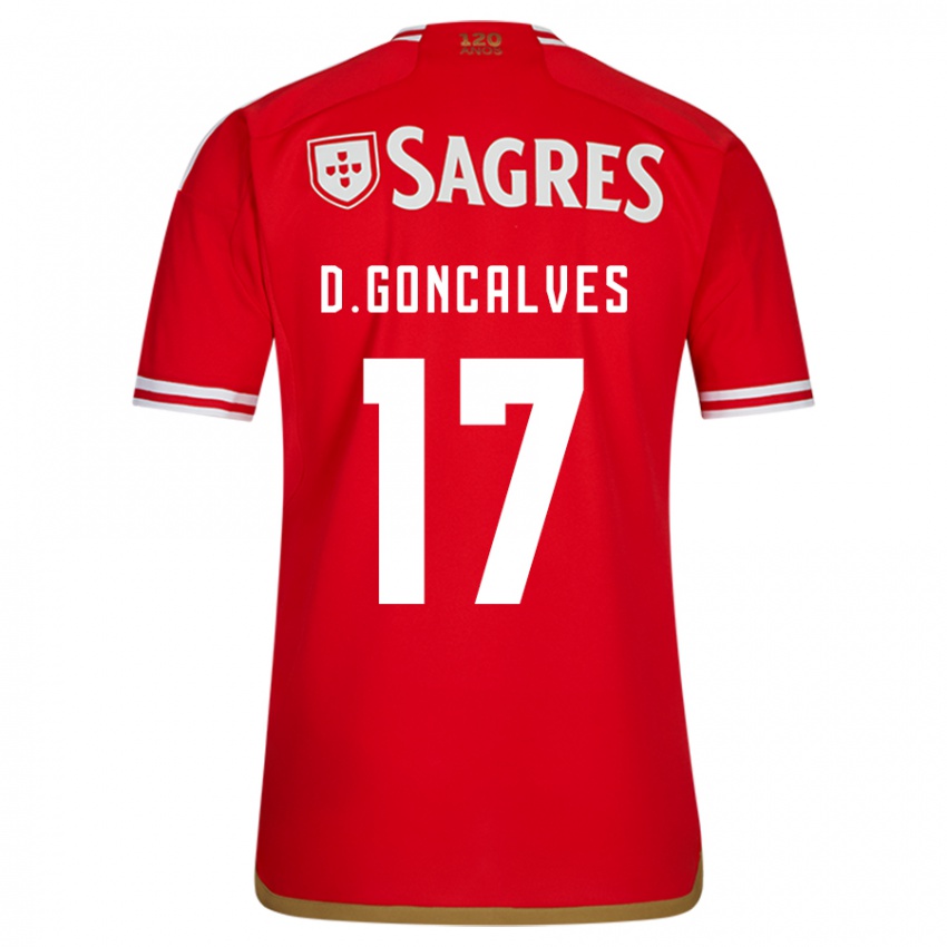 Uomo Maglia Diogo Goncalves #17 Rosso Kit Gara Home 2023/24 Maglietta