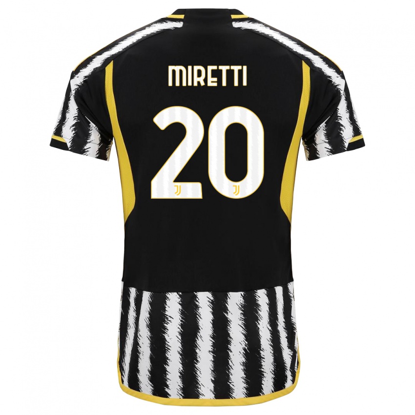 Uomo Maglia Fabio Miretti #20 Nero Bianco Kit Gara Home 2023/24 Maglietta