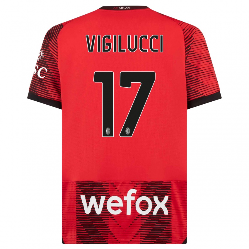 Uomo Maglia Valery Vigilucci #17 Rosso Nero Kit Gara Home 2023/24 Maglietta
