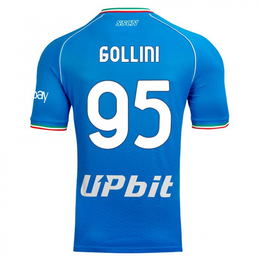 Uomo Maglia Pierluigi Gollini #95 Cielo Blu Kit Gara Home 2023/24 Maglietta