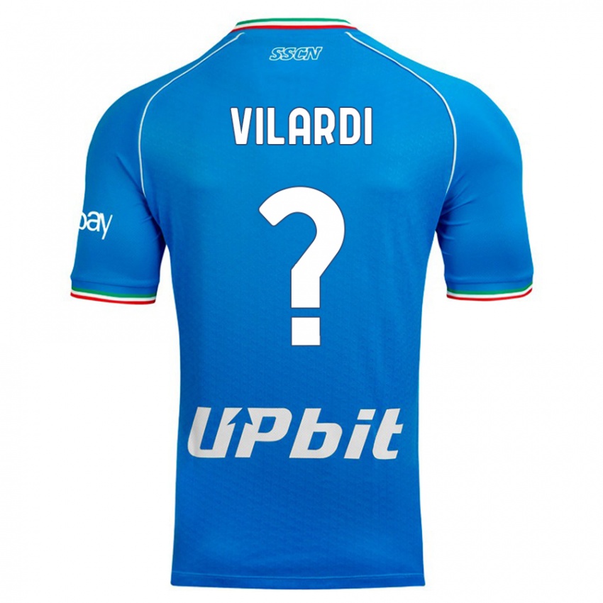 Uomo Maglia Mario Vilardi #0 Cielo Blu Kit Gara Home 2023/24 Maglietta