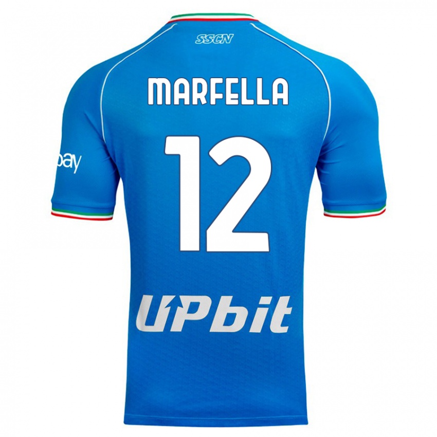 Uomo Maglia Davide Marfella #12 Cielo Blu Kit Gara Home 2023/24 Maglietta