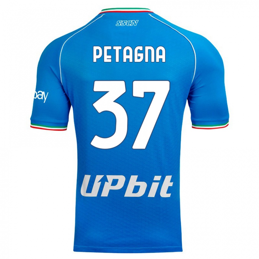 Uomo Maglia Andrea Petagna #37 Cielo Blu Kit Gara Home 2023/24 Maglietta