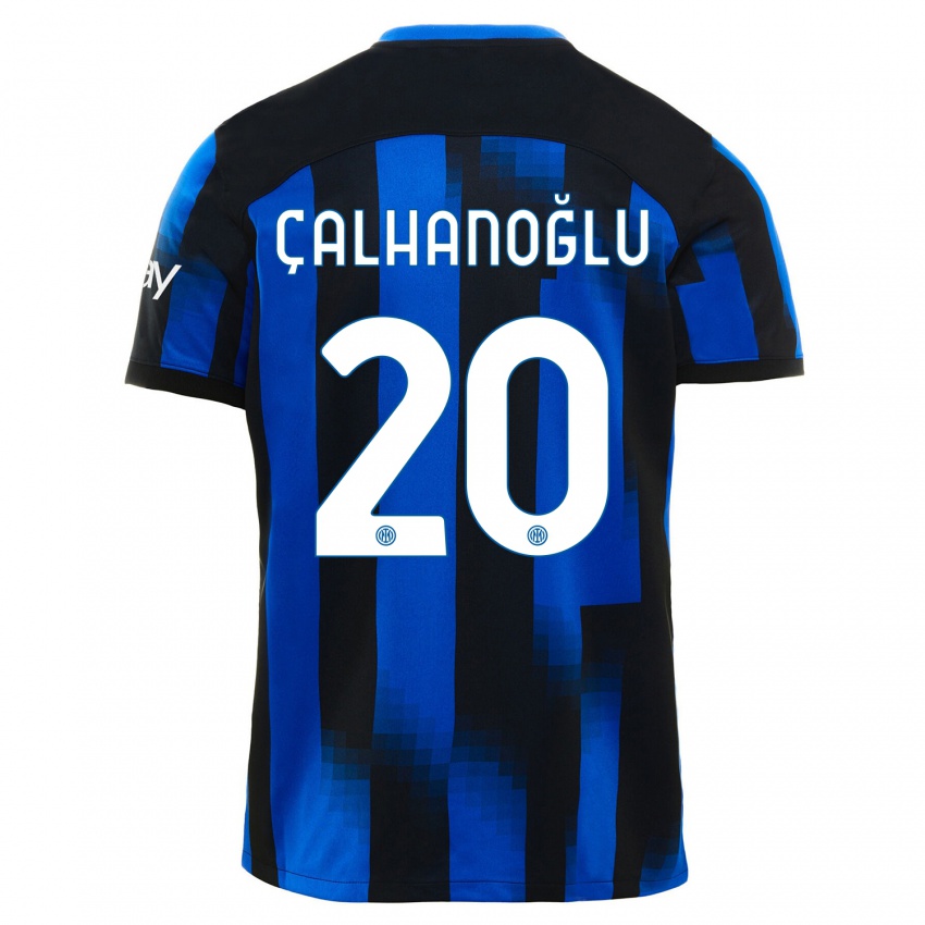 Uomo Maglia Hakan Calhanoglu #20 Nero Blu Kit Gara Home 2023/24 Maglietta